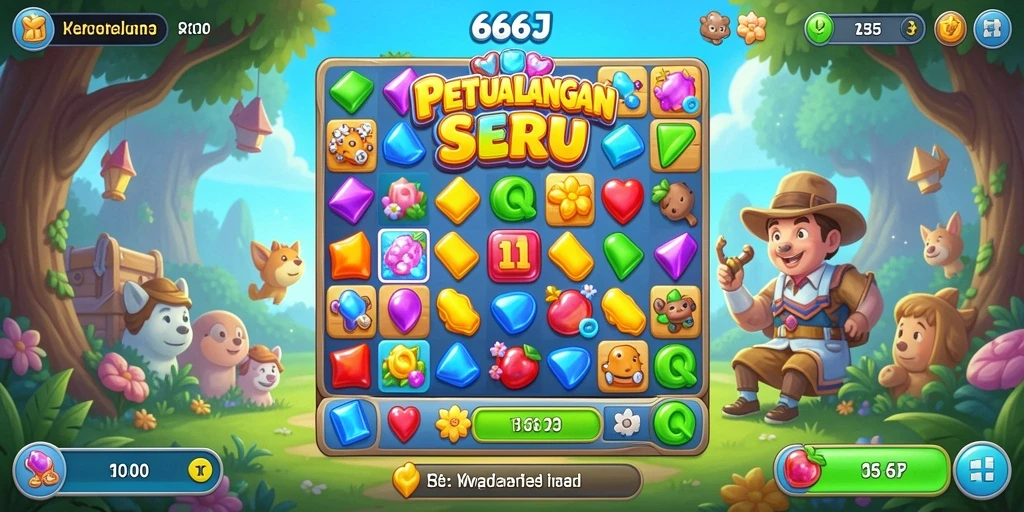 Tampilan gameplay <strong>666J</strong> yang seru dengan aksi Match-3 yang menantang.