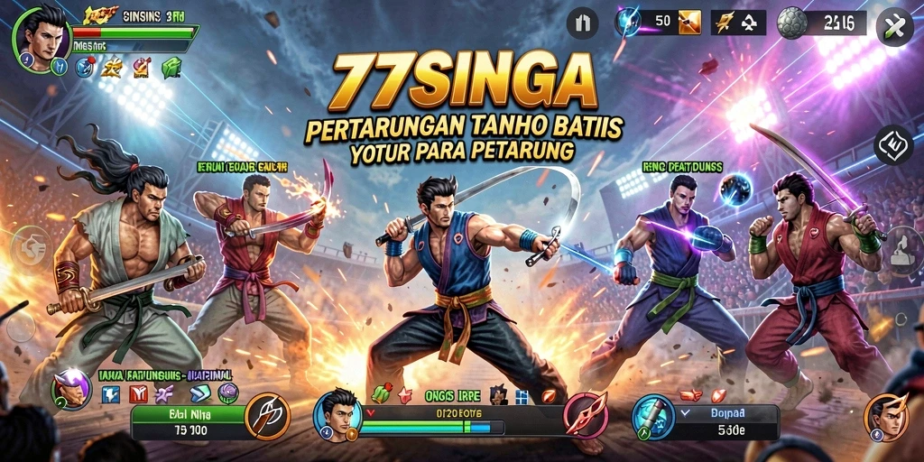 Tampilan gameplay seru dari 77SINGA dengan pertarungan epik.
