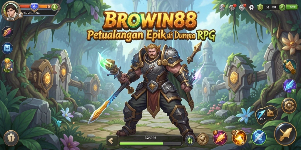 Gameplay BROWIN88 yang menampilkan pertarungan epik di dunia fantasi.