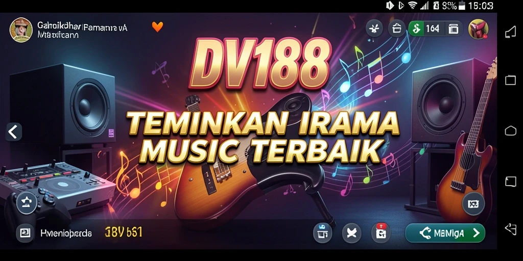 Screenshot gameplay DV188 menampilkan interaksi seru pengguna dengan musik.