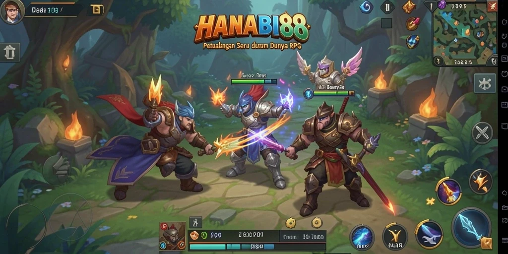 Tampilan layar permainan HANABI88 dengan aksi RPG yang mendebarkan.