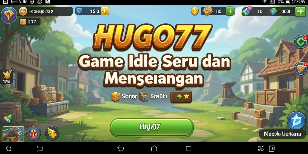 Tampilan gameplay HUGO77 yang menenangkan dan penuh warna.