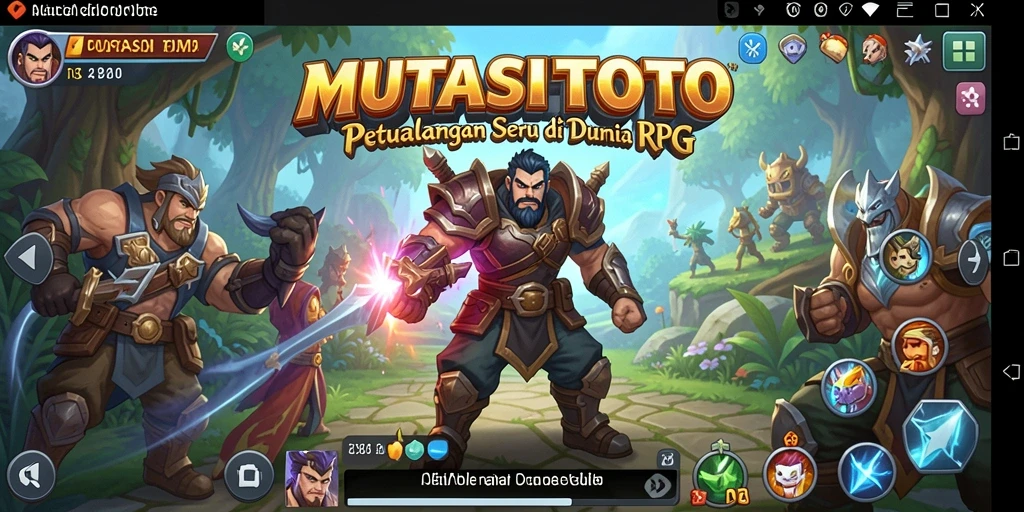 Tangkapan layar utama dari MUTASITOTO menampilkan aksi pertarungan RPG yang seru.