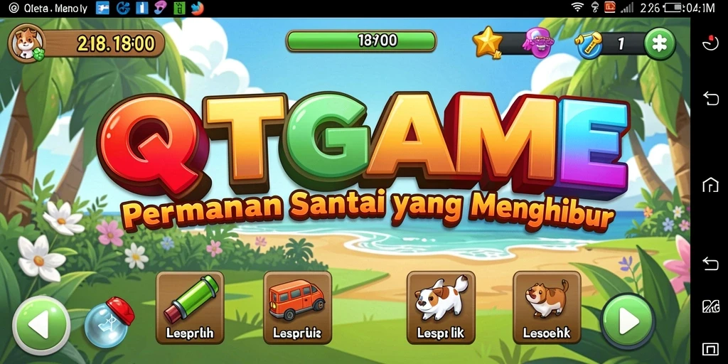 Screenshot QTGAME menampilkan gameplay seru yang mudah diakses.