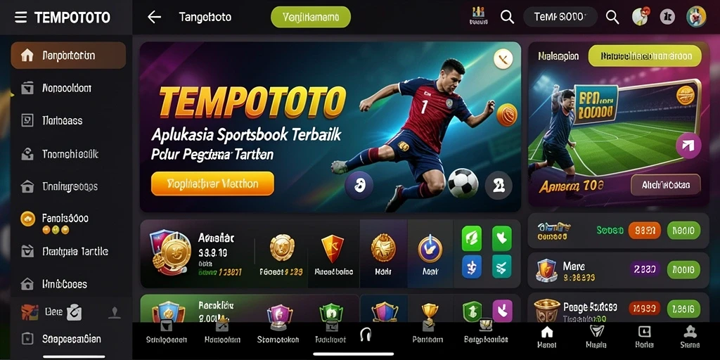Tampilan menarik dari aplikasi Sportsbook TEMPOTOTO saat beraksi.